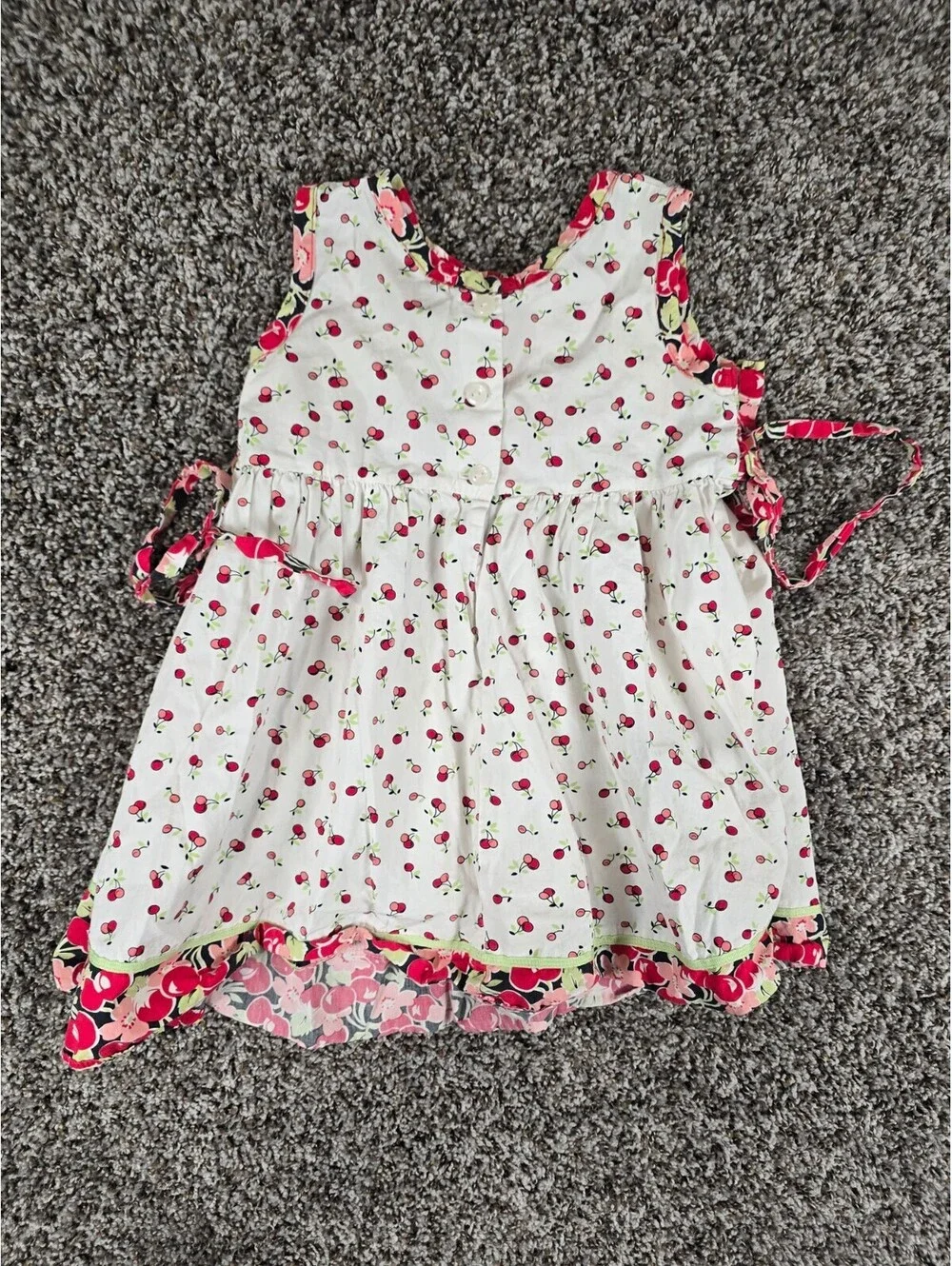 Jona Michelle Girls Sz 4 Sleeveless Summer Dress Cherry Print Red White